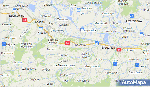 mapa Kossowa, Kossowa na mapie Targeo