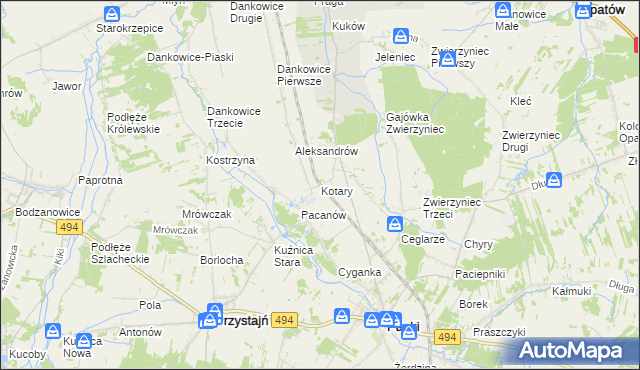 mapa Kotary, Kotary na mapie Targeo