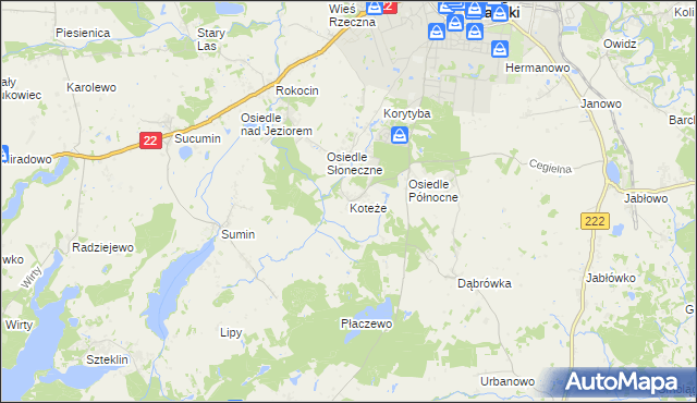 mapa Koteże, Koteże na mapie Targeo