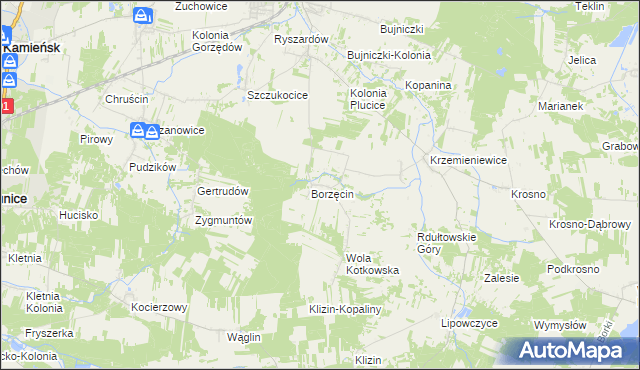 mapa Kotków gmina Gorzkowice, Kotków gmina Gorzkowice na mapie Targeo