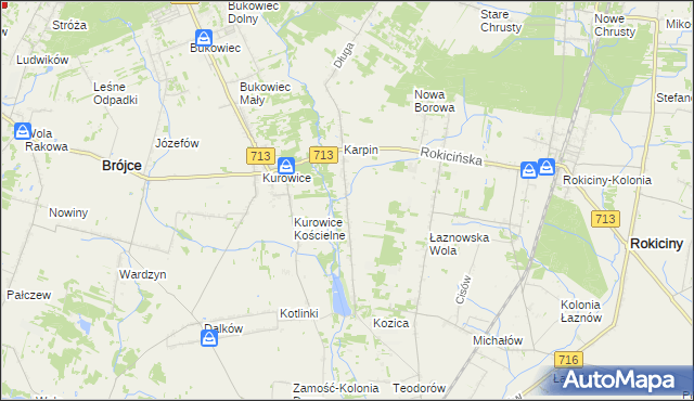 mapa Kotliny gmina Brójce, Kotliny gmina Brójce na mapie Targeo