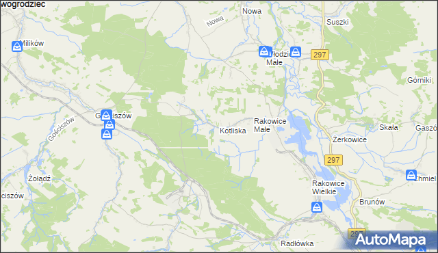 mapa Kotliska gmina Lwówek Śląski, Kotliska gmina Lwówek Śląski na mapie Targeo