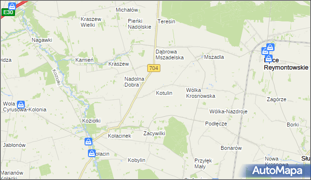 mapa Kotulin gmina Rogów, Kotulin gmina Rogów na mapie Targeo