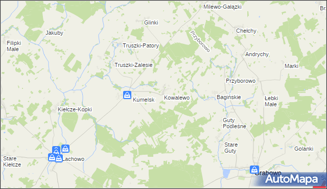 mapa Kowalewo gmina Kolno, Kowalewo gmina Kolno na mapie Targeo
