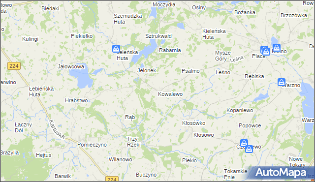 mapa Kowalewo gmina Szemud, Kowalewo gmina Szemud na mapie Targeo