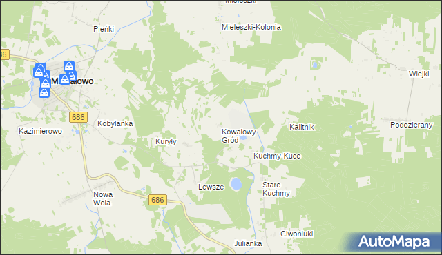 mapa Kowalowy Gród, Kowalowy Gród na mapie Targeo