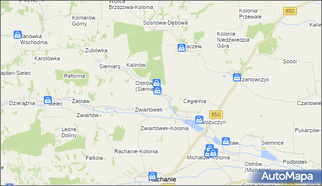mapa Kozia Wola gmina Rachanie, Kozia Wola gmina Rachanie na mapie Targeo
