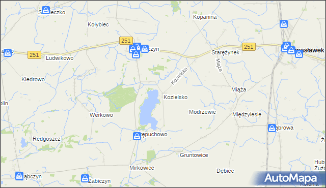 mapa Kozielsko, Kozielsko na mapie Targeo