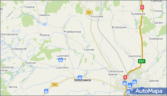 mapa Koziniec gmina Ząbkowice Śląskie, Koziniec gmina Ząbkowice Śląskie na mapie Targeo