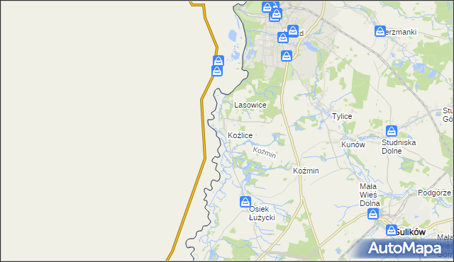 mapa Koźlice gmina Zgorzelec, Koźlice gmina Zgorzelec na mapie Targeo
