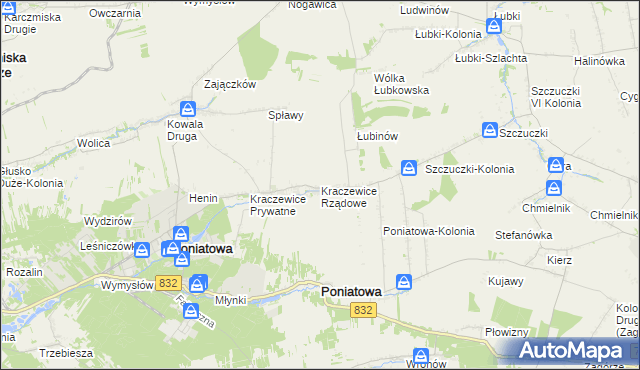 mapa Kraczewice Rządowe, Kraczewice Rządowe na mapie Targeo