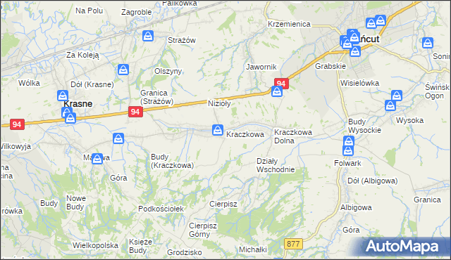 mapa Kraczkowa, Kraczkowa na mapie Targeo