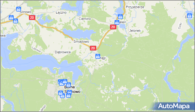 mapa Krągi, Krągi na mapie Targeo
