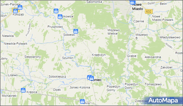 mapa Krajęczyn, Krajęczyn na mapie Targeo