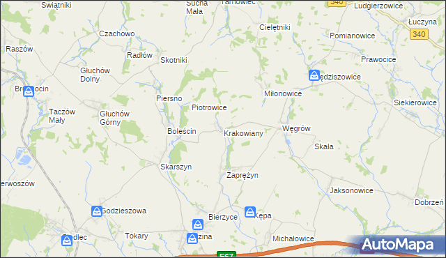 mapa Krakowiany gmina Długołęka, Krakowiany gmina Długołęka na mapie Targeo