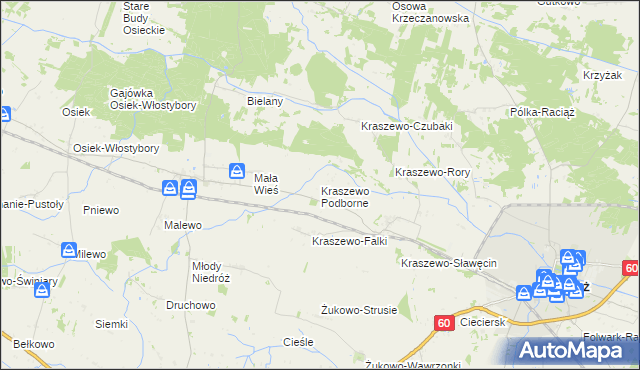 mapa Kraszewo Podborne, Kraszewo Podborne na mapie Targeo