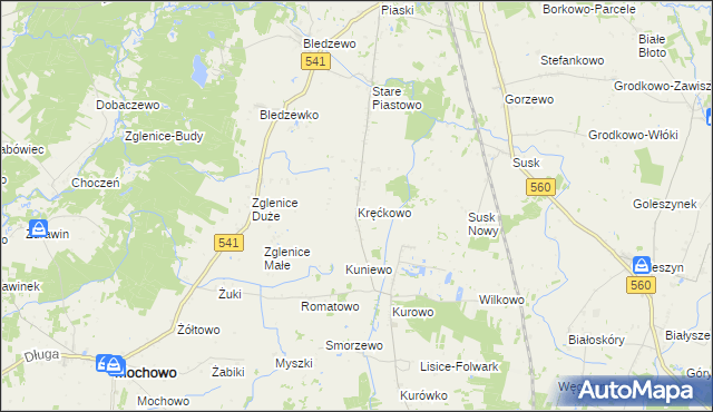 mapa Kręćkowo, Kręćkowo na mapie Targeo