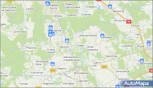 mapa Krępa gmina Prażmów, Krępa gmina Prażmów na mapie Targeo