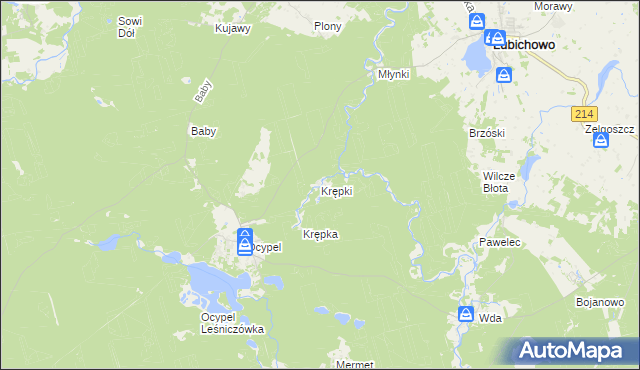 mapa Krępki, Krępki na mapie Targeo