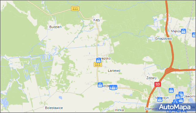 mapa Krępsko gmina Goleniów, Krępsko gmina Goleniów na mapie Targeo