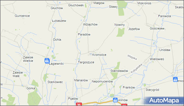 mapa Kromolice gmina Pogorzela, Kromolice gmina Pogorzela na mapie Targeo