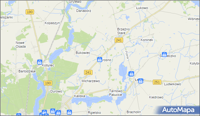 mapa Krosno gmina Wągrowiec, Krosno gmina Wągrowiec na mapie Targeo
