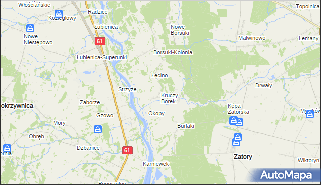 mapa Kruczy Borek, Kruczy Borek na mapie Targeo