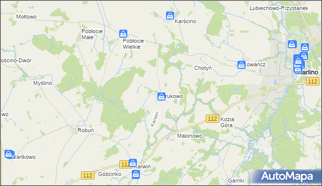 mapa Krukowo gmina Karlino, Krukowo gmina Karlino na mapie Targeo