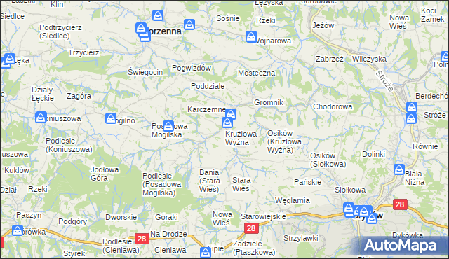 mapa Krużlowa Wyżna, Krużlowa Wyżna na mapie Targeo