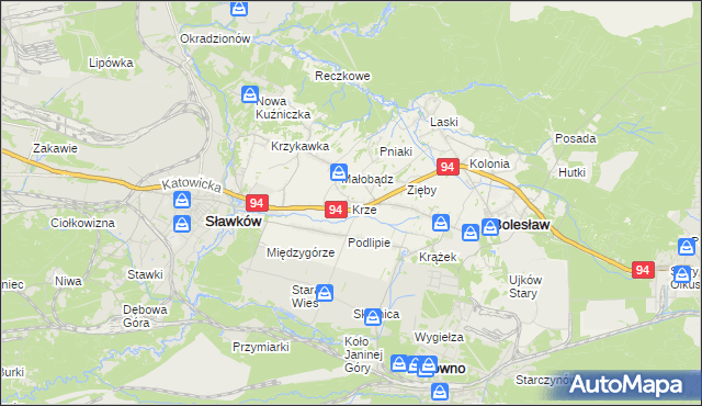 mapa Krze, Krze na mapie Targeo