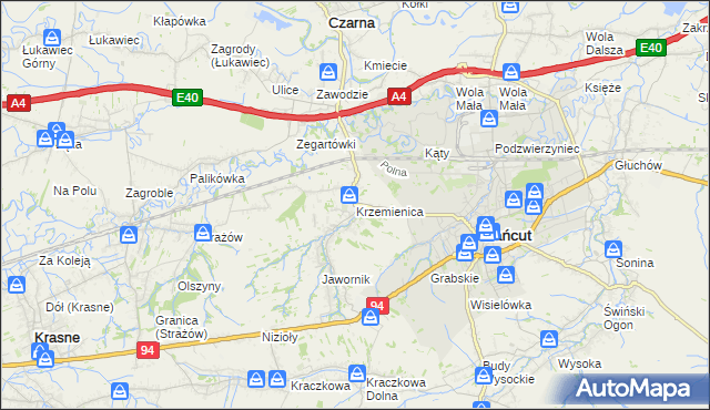 mapa Krzemienica gmina Czarna, Krzemienica gmina Czarna na mapie Targeo