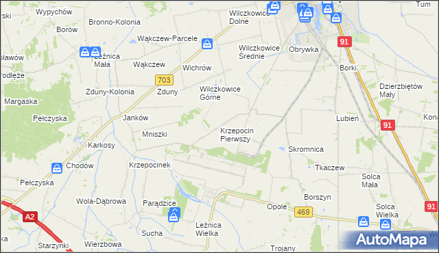 mapa Krzepocin Pierwszy, Krzepocin Pierwszy na mapie Targeo