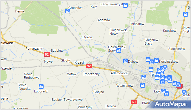 mapa Krzesinówek, Krzesinówek na mapie Targeo