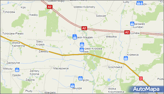 mapa Krzesk-Królowa Niwa, Krzesk-Królowa Niwa na mapie Targeo