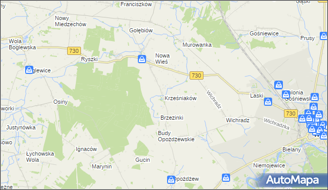 mapa Krześniaków, Krześniaków na mapie Targeo