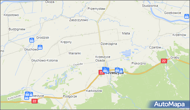 mapa Krzeszyce Osada, Krzeszyce Osada na mapie Targeo