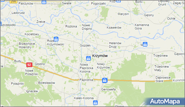 mapa Krzymów powiat koniński, Krzymów powiat koniński na mapie Targeo