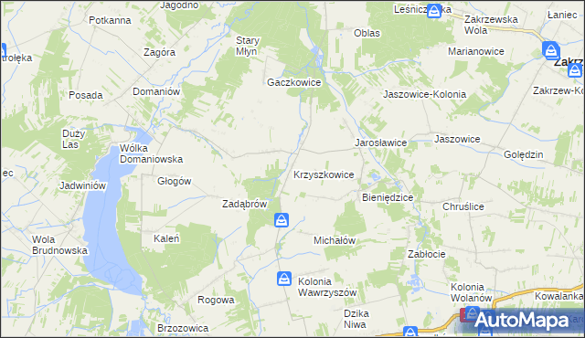mapa Krzyszkowice gmina Przytyk, Krzyszkowice gmina Przytyk na mapie Targeo