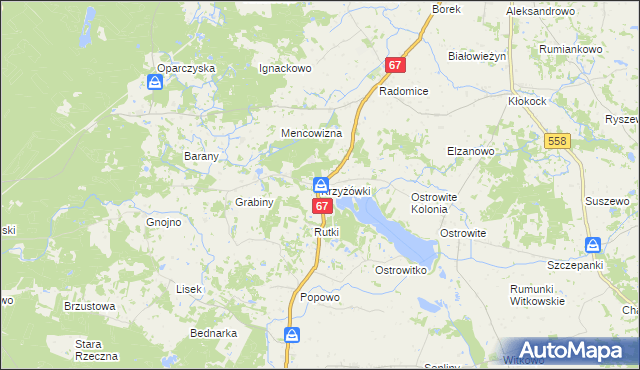mapa Krzyżówki gmina Lipno, Krzyżówki gmina Lipno na mapie Targeo