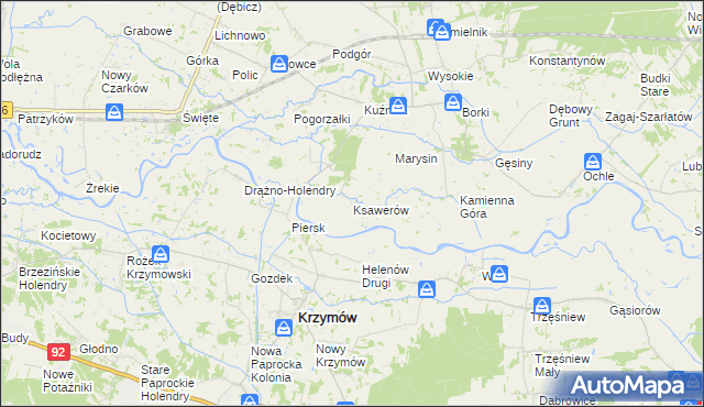 mapa Ksawerów gmina Kramsk, Ksawerów gmina Kramsk na mapie Targeo