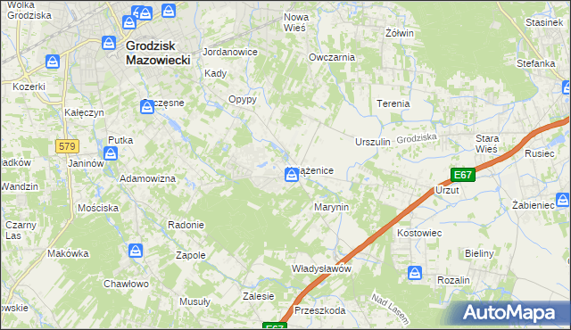 mapa Książenice gmina Grodzisk Mazowiecki, Książenice gmina Grodzisk Mazowiecki na mapie Targeo