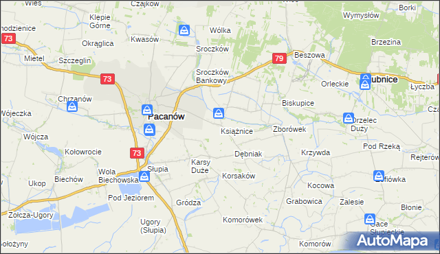 mapa Książnice gmina Pacanów, Książnice gmina Pacanów na mapie Targeo