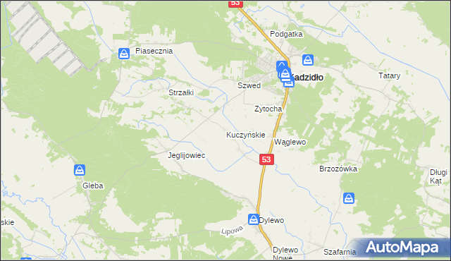 mapa Kuczyńskie, Kuczyńskie na mapie Targeo