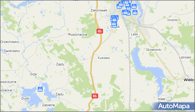 mapa Kukowo gmina Olecko, Kukowo gmina Olecko na mapie Targeo