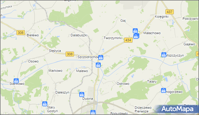 mapa Kunowo gmina Gostyń, Kunowo gmina Gostyń na mapie Targeo