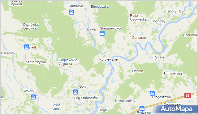 mapa Kurpiewskie, Kurpiewskie na mapie Targeo