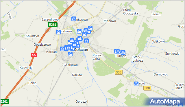 mapa Kurza Góra, Kurza Góra na mapie Targeo