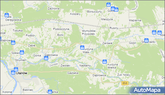 mapa Kurzyna Mała, Kurzyna Mała na mapie Targeo