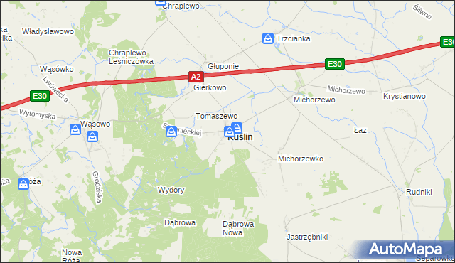 mapa Kuślin, Kuślin na mapie Targeo