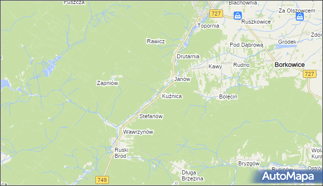 mapa Kuźnica gmina Przysucha, Kuźnica gmina Przysucha na mapie Targeo